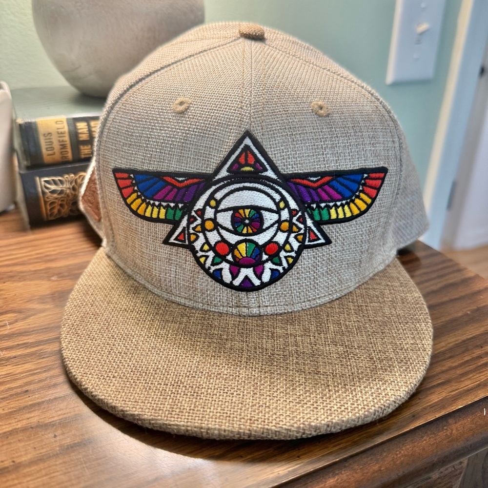 Colorful Embroidered Beige Flight Inspired Hat 7 3/4